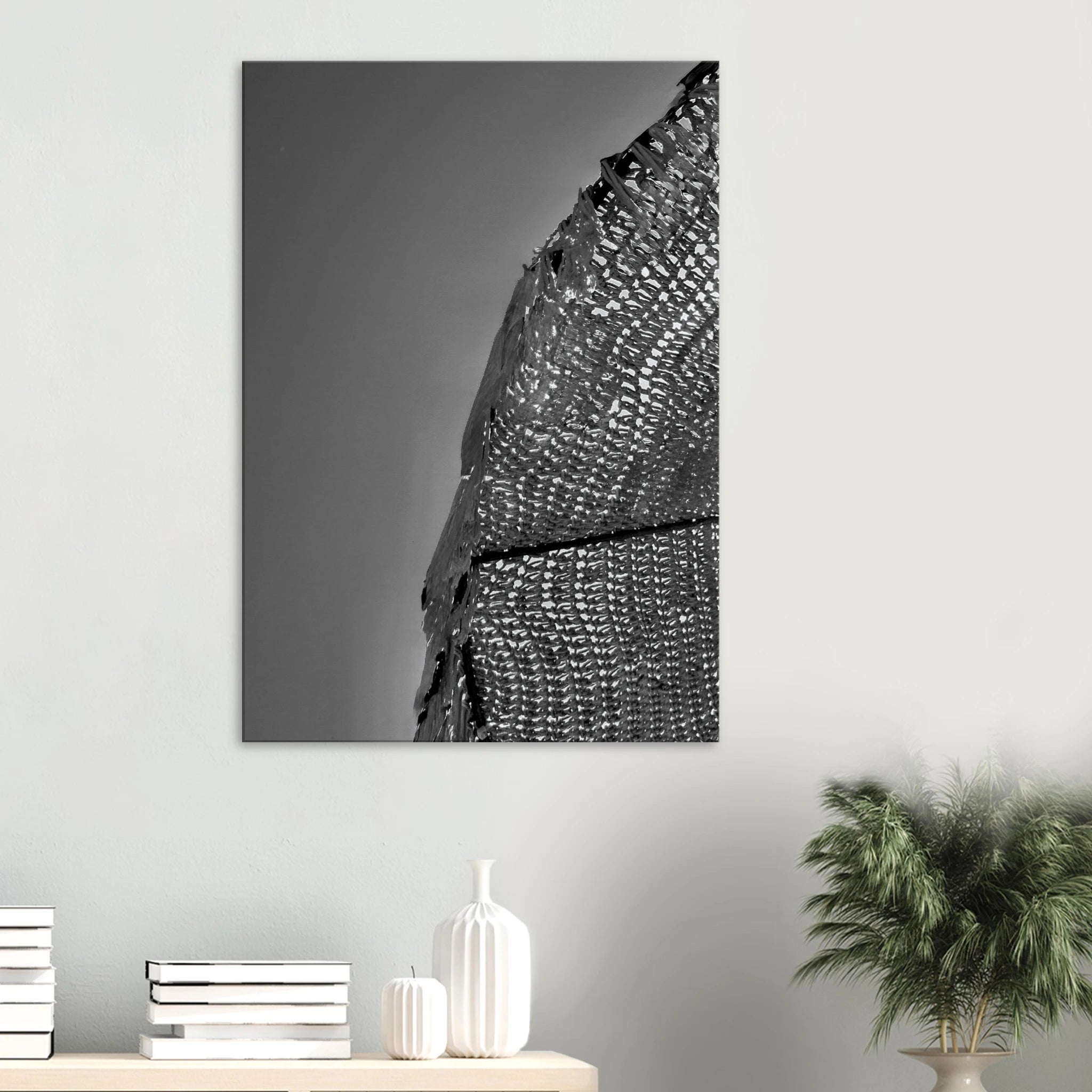 Minimalist black and white abstract canvas wall art from the Architectural Light Study travel collection, spring 2026 edition.