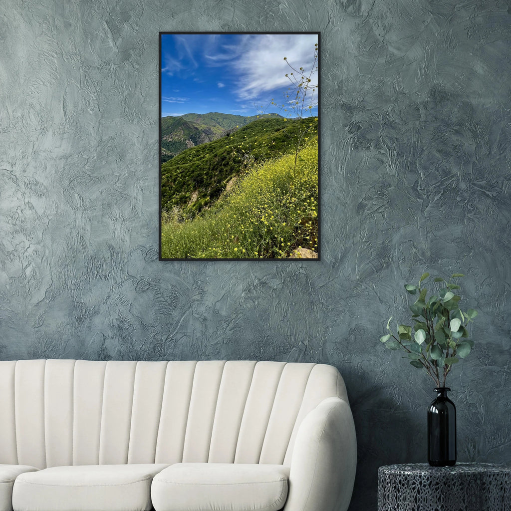 Malibu Canyon Wildflowers poster on wooden frame, California wall art print on museum-quality matte paper, Studio Edition.