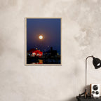 Mystical Fall Full Moon wooden framed canvas print from CaliCuration's Travel Collection, featuring a spring-themed moon scene.