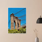 Framed NYC Brooklyn Bridge poster featuring a stunning Dumbo view, perfect for a stylish travel-themed home decor.