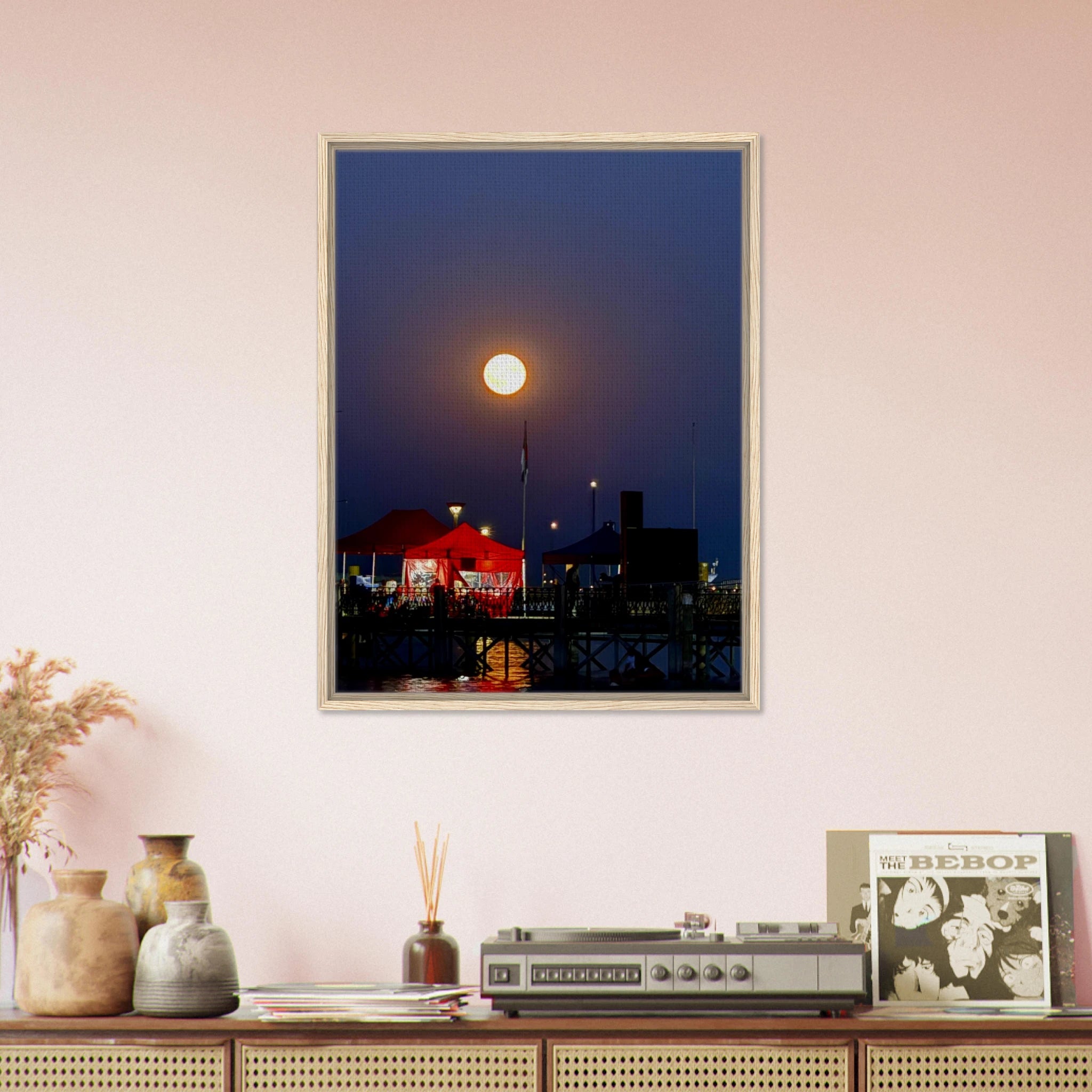 Mystical fall full moon canvas print from CaliCuration's Travel Collection spring edition, featuring autumn landscape with full moon.