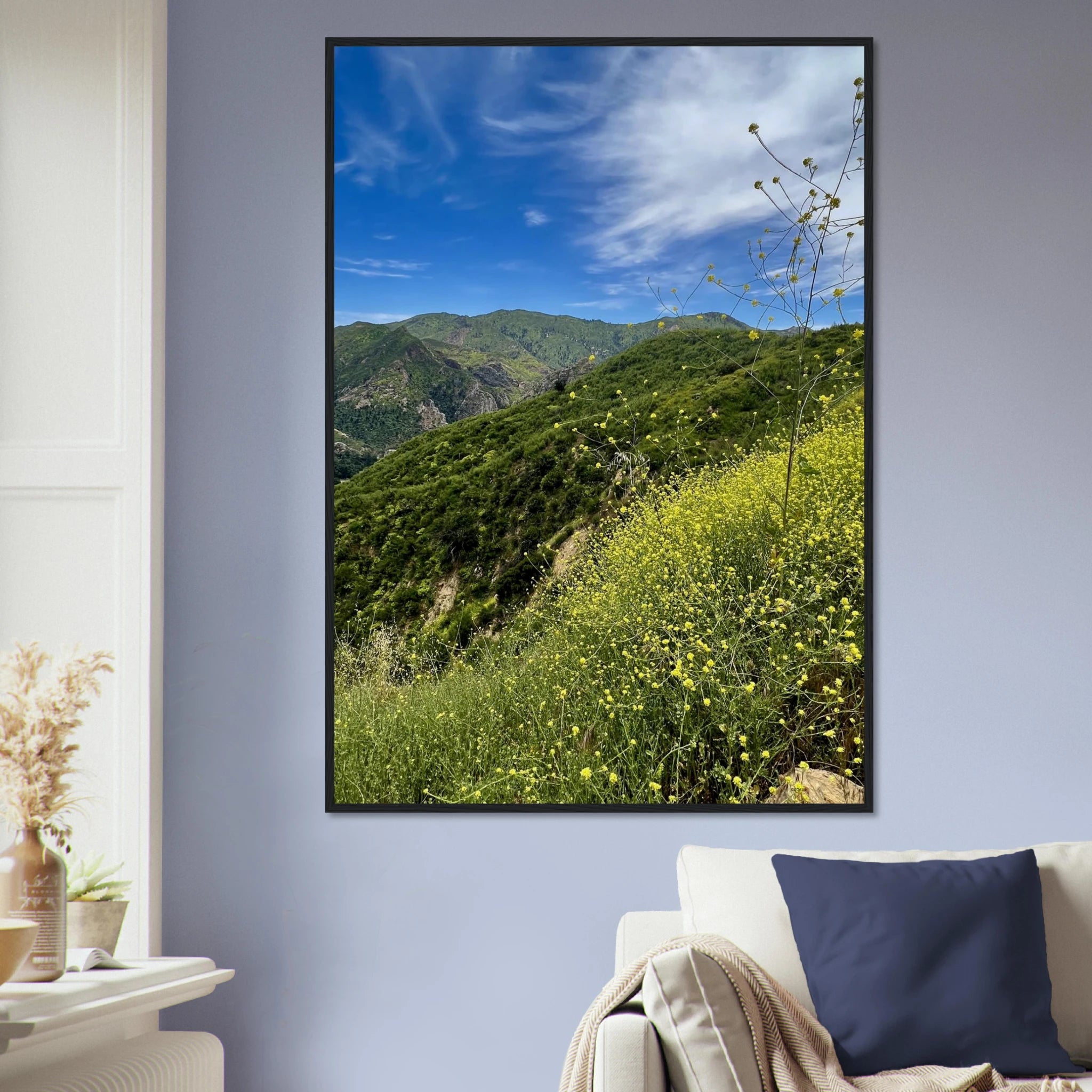 Malibu Canyon Wildflowers wooden framed poster on museum-quality matte paper wall art, California scenic print by My Store.