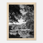 Black and white framed print of Upstate NY summer lake scene from the Travel Collection by My Store, Studio Edition, Holiday 25.