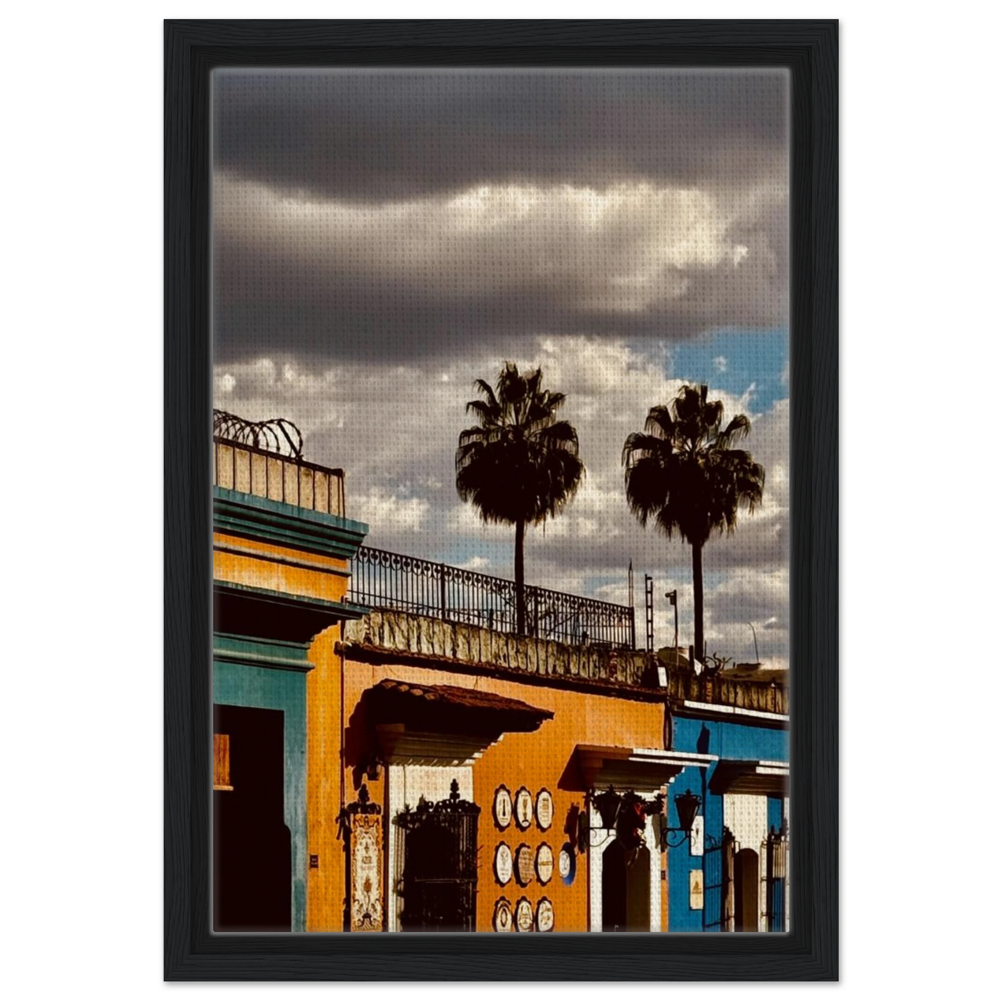 Framed canvas print of Oaxaca two palm trees, part of CaliCuration Mexico travel collection, Studio Edition, spring 2026.