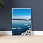 Wooden framed Hudson Valley winter poster with snowy scenery, part of the Travel Collection Studio Edition holiday print by My Store.