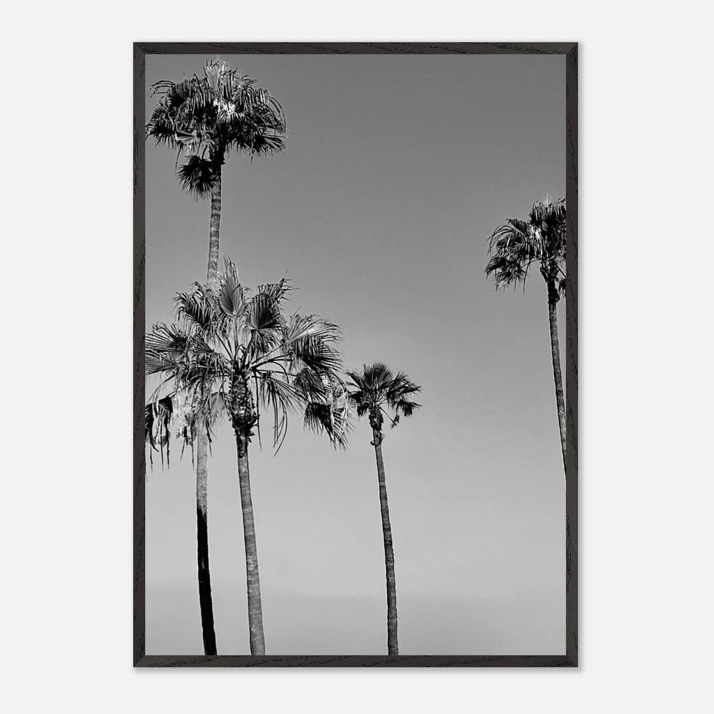 Premium wooden framed black and white California beach icons poster with semi-glossy finish from Studio Edition.