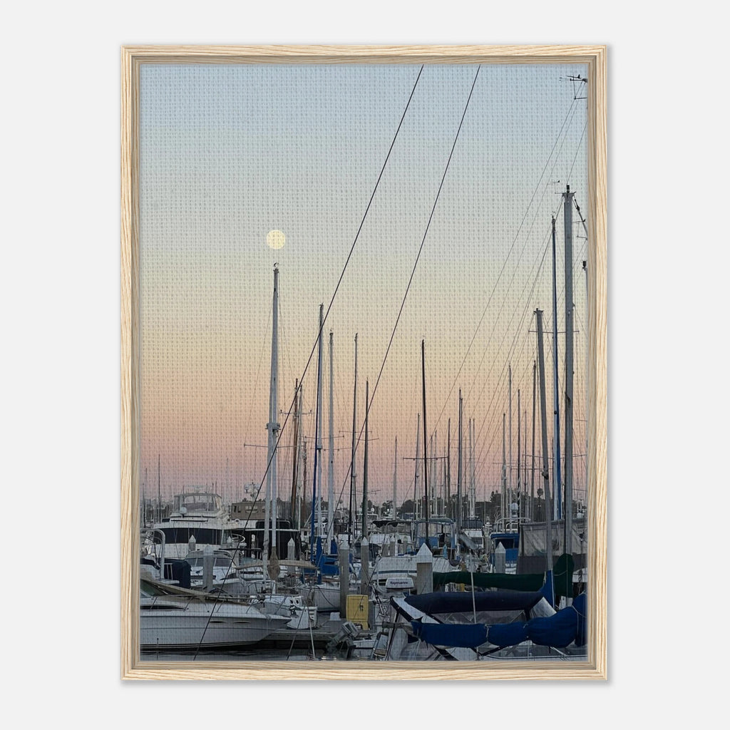 Framed canvas art print of Summer Evening Marina Del Rey with nautical and chic tones, California Canvas Studio Edition.