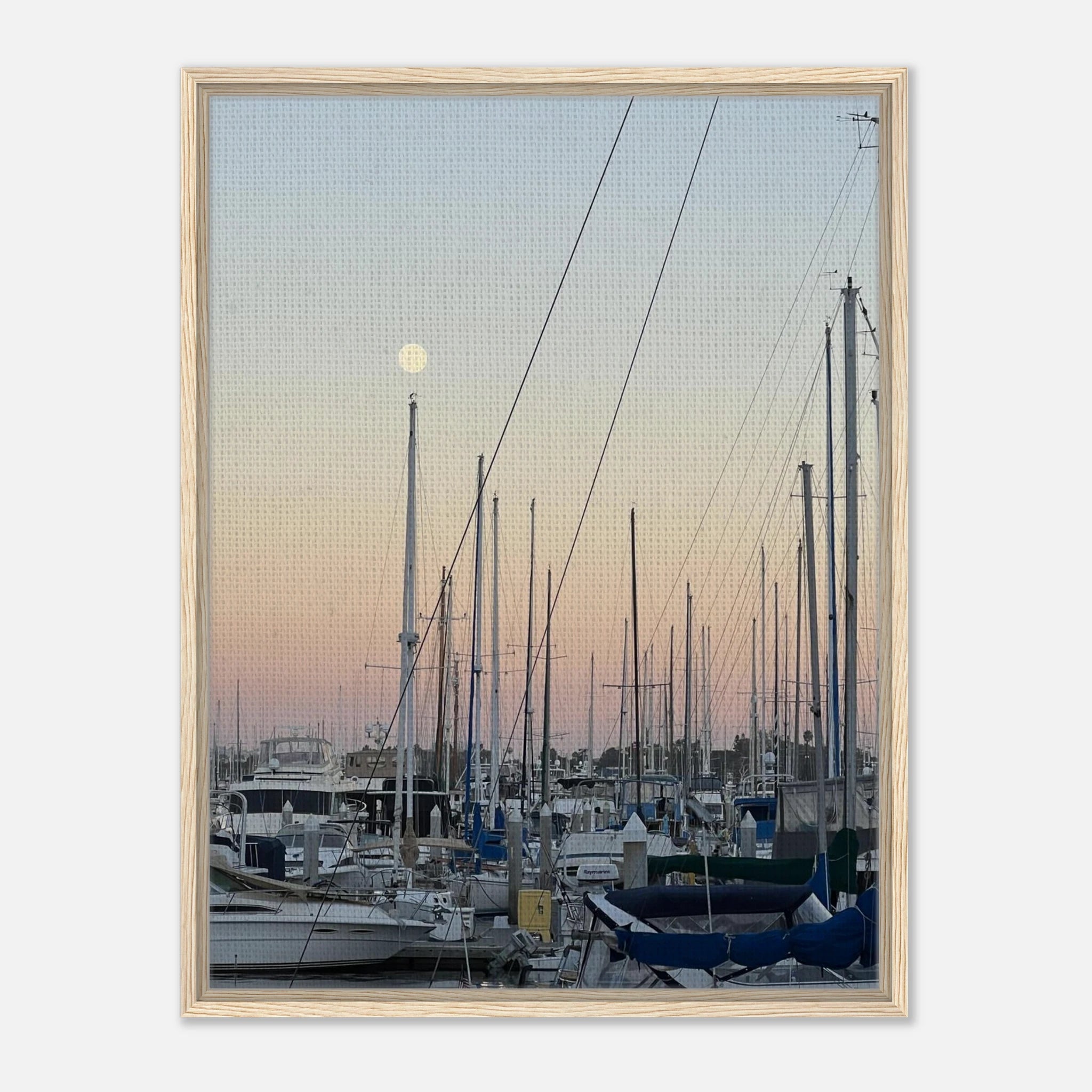 Framed canvas art print of Summer Evening Marina Del Rey with nautical and chic tones, California Canvas Studio Edition.