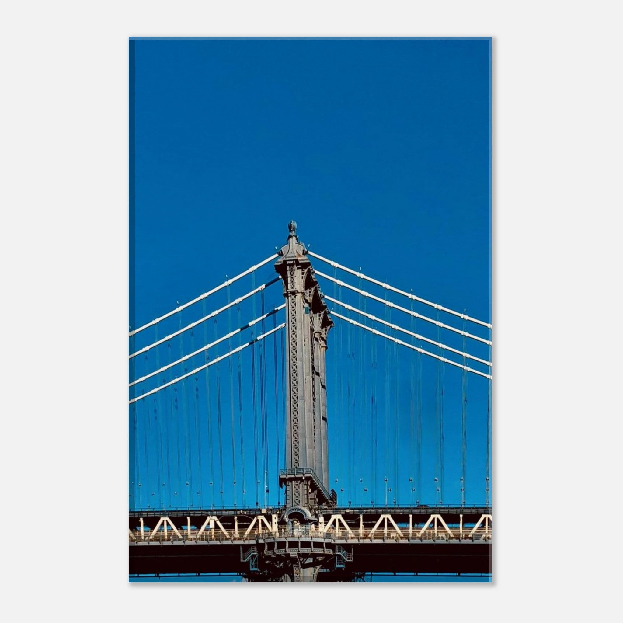 Sunny Winter Day canvas print featuring Manhattan Bridge NYC, showcasing travel-inspired artwork for home decor.