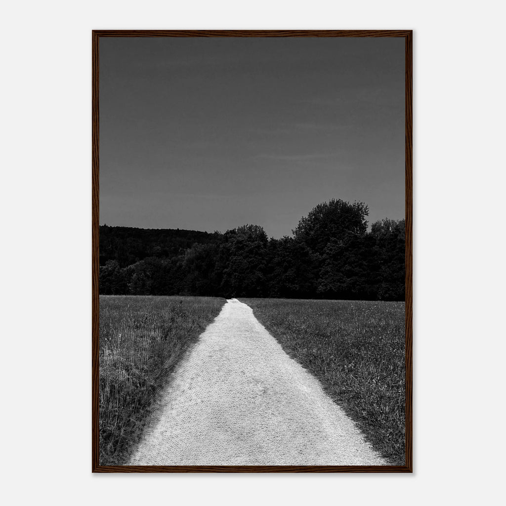 Black and white framed poster of a summer road scene on semi-glossy paper, part of the Travel Collection by My Store.