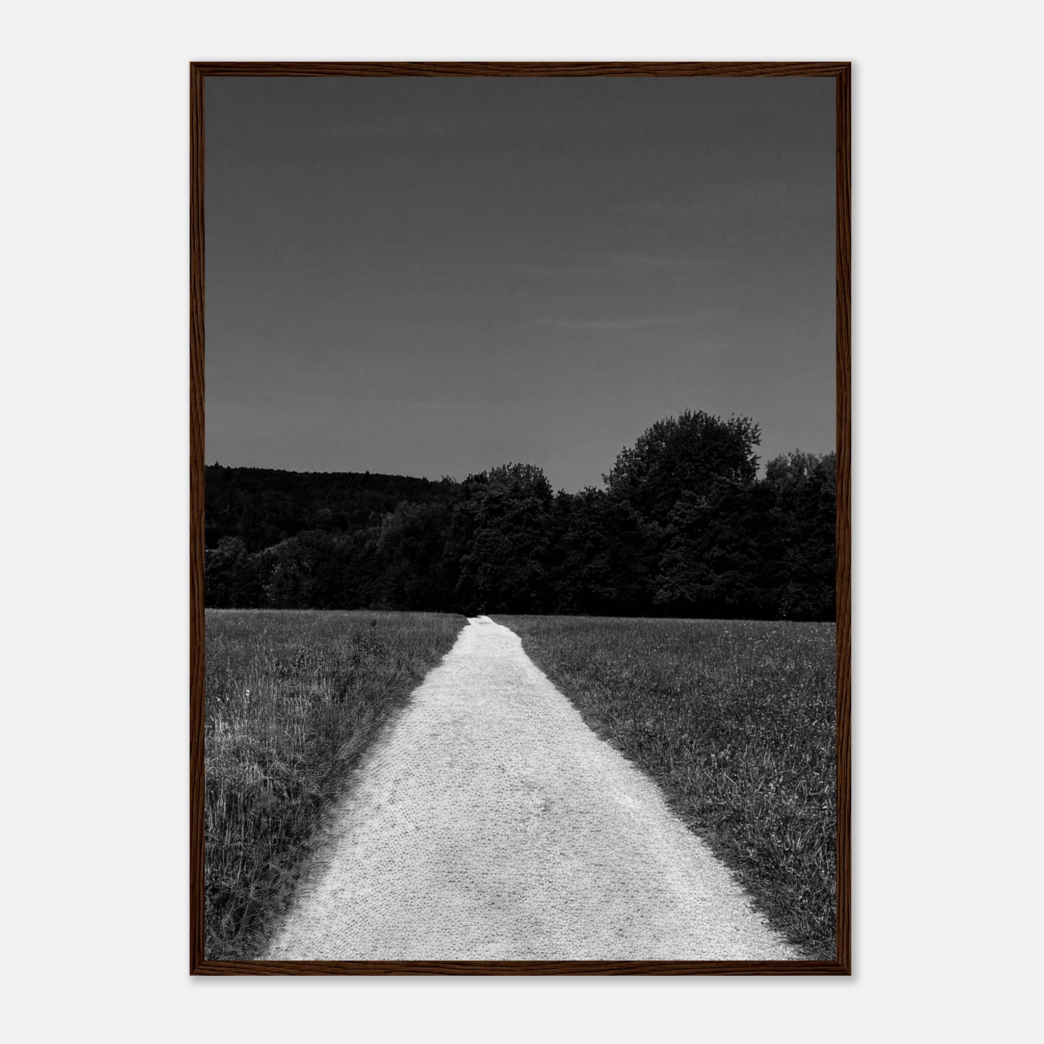 Black and white framed poster of a summer road scene on semi-glossy paper, part of the Travel Collection by My Store.