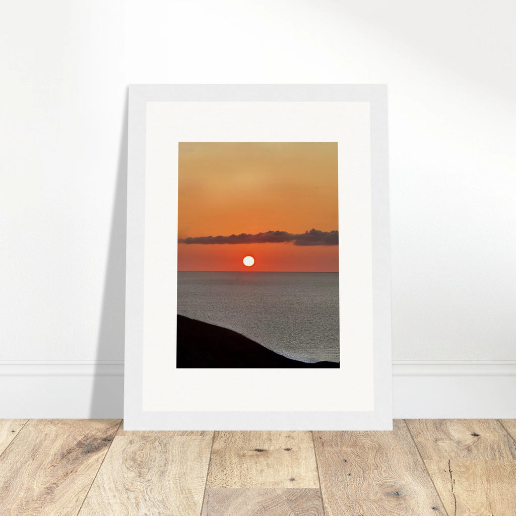 Magical Mediterranean Sunset framed poster print by My Store showcasing vibrant sunset colors and scenic coastal views.