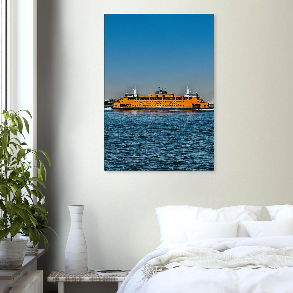 NYC skyline canvas print featuring the Staten Island Ferry, Studio Edition by CaliCuration from the Travel Collection.