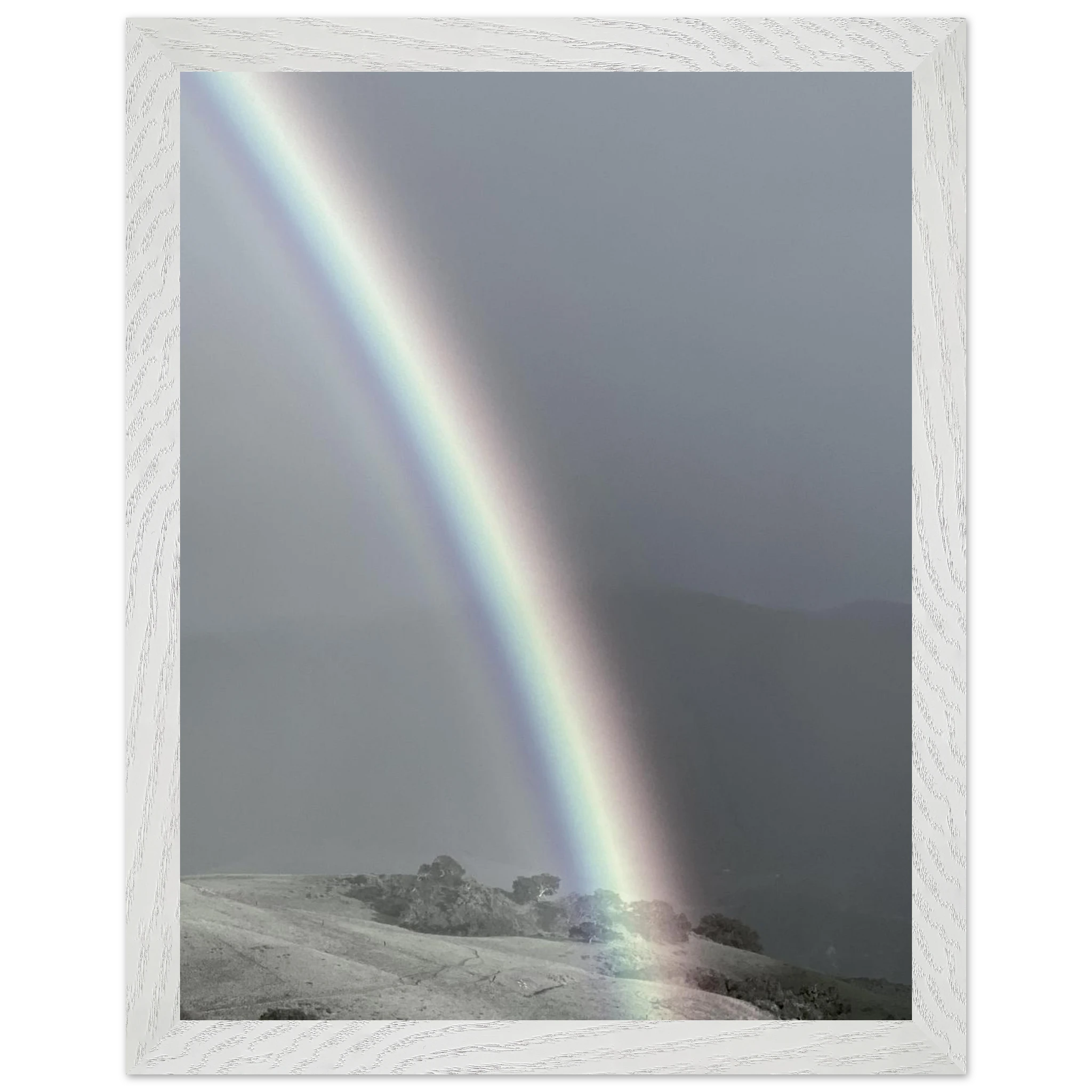 Black and white framed poster of Post Summer Storm Rainbow, mounted print from My Store's California Central Coast travel collection.