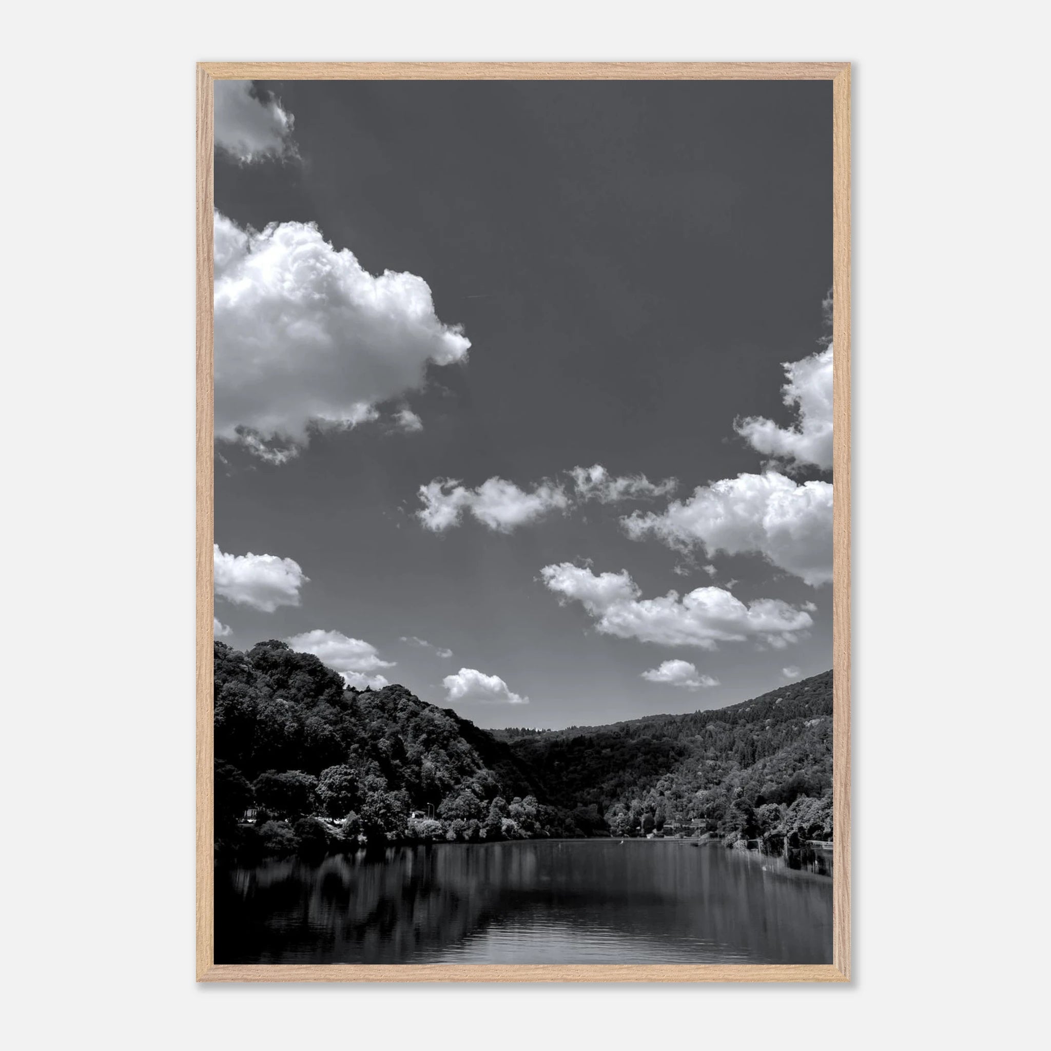 Black and white mounted framed poster of a German river view from the Studio Edition Spring 26 travel collection.