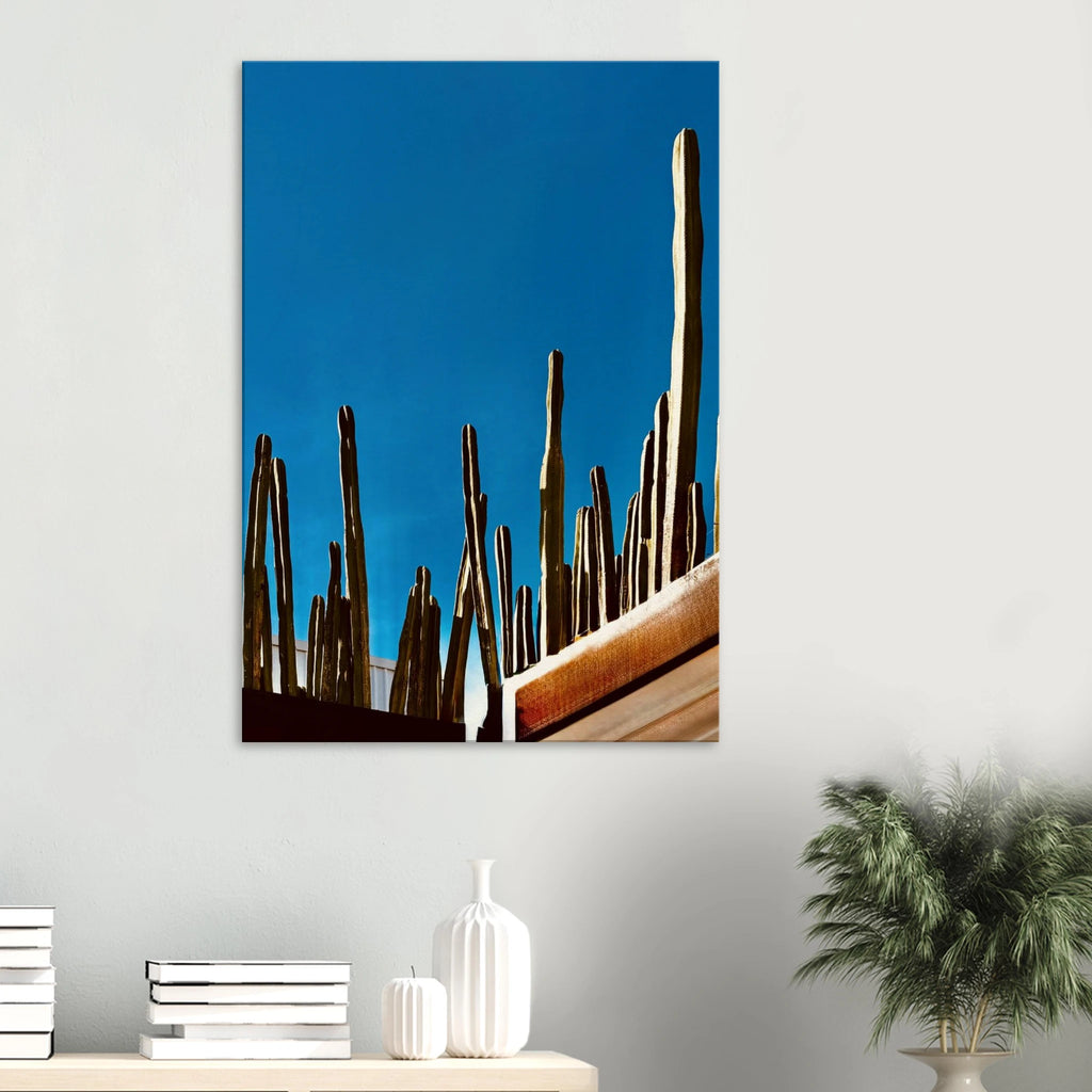Canvas print of Mexico cactus family scene on rooftop, part of My Store's Spring 26 travel collection artwork.