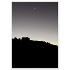 Wooden framed semi-glossy black and white Hollywood Hills poster from the Fall New Moon California series, studio edition print.