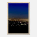 Premium wooden framed canvas print of Los Angeles Downtown Nightglow, elegant wall art from My Store’s California Canvas series.