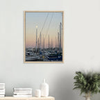 Framed canvas print of Marina Del Rey summer evening with nautical themes and chic tones, California Canvas Studio Edition.