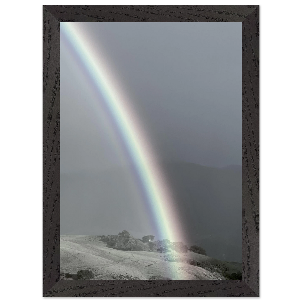 Black and white framed poster of Post Summer Storm Rainbow from California Central Coast travel collection, mounted print by My Store.