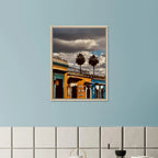 Framed canvas print of Oaxaca two palm trees artwork by CaliCuration, part of Mexico travel collection, spring 2026 edition.