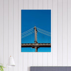 Sunny Winter Day canvas print featuring Manhattan Bridge in NYC, showcasing vibrant travel-inspired artwork for home decor.