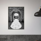 Cotswolds Estate aluminum framed print featuring summer light and shadows, black and white travel art from the Studio Edition series.