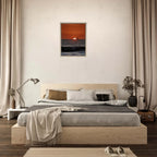 Wooden framed canvas print of California Red Sunset Series 4/4 by CaliCuration featuring vibrant red sunset hues.