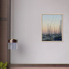 Framed canvas art print of Summer Evening Marina Del Rey, CA with nautical themes and chic tones, California Canvas Studio Edition.