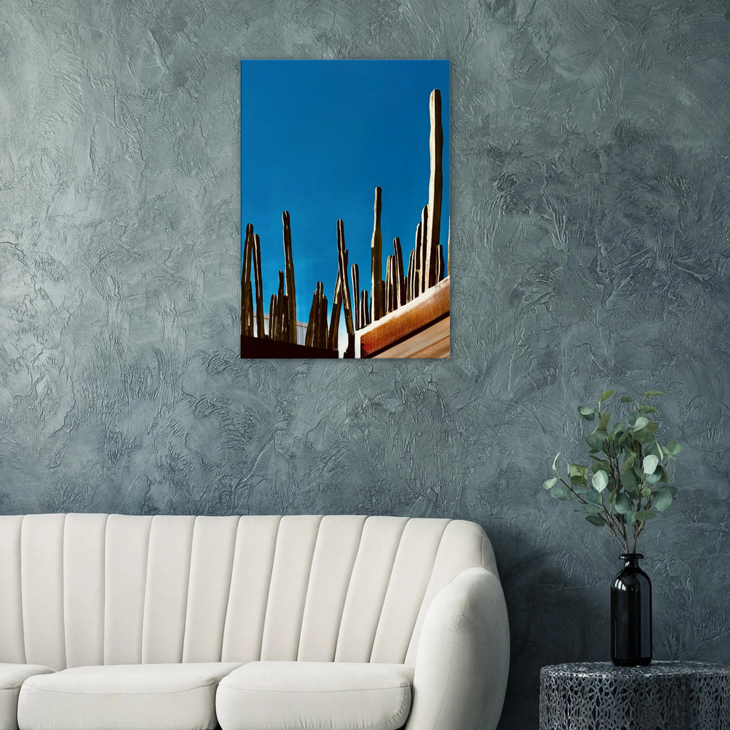 Canvas print of Mexico cactus family rooftop scene from My Store's Spring 2026 travel collection artwork, featuring vibrant desert plants.