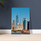 NYC skyline canvas print featuring the World Trade Center and Staten Island Ferry, part of the Studio Edition Travel Collection.