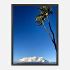 Hawaii Volcano Clouds and Pacific scene framed print by CaliCuration, showcasing vibrant volcanic landscape and ocean view.