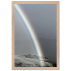 Black and white framed poster of a post-summer storm rainbow from the California Central Coast travel collection, spring 2026.