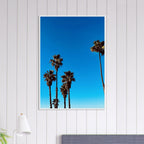 Wooden framed Santa Barbara Palm Tree poster by CaliCuration featuring California-themed home decor art, spring 2026 edition.
