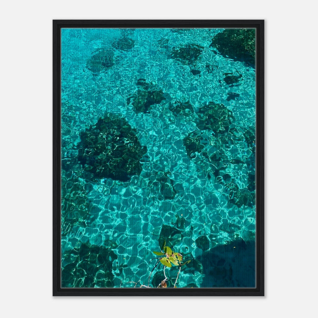Vibrant tropical summer coastal artwork print in a natural framed canvas, part of the Studio Edition travel collection.