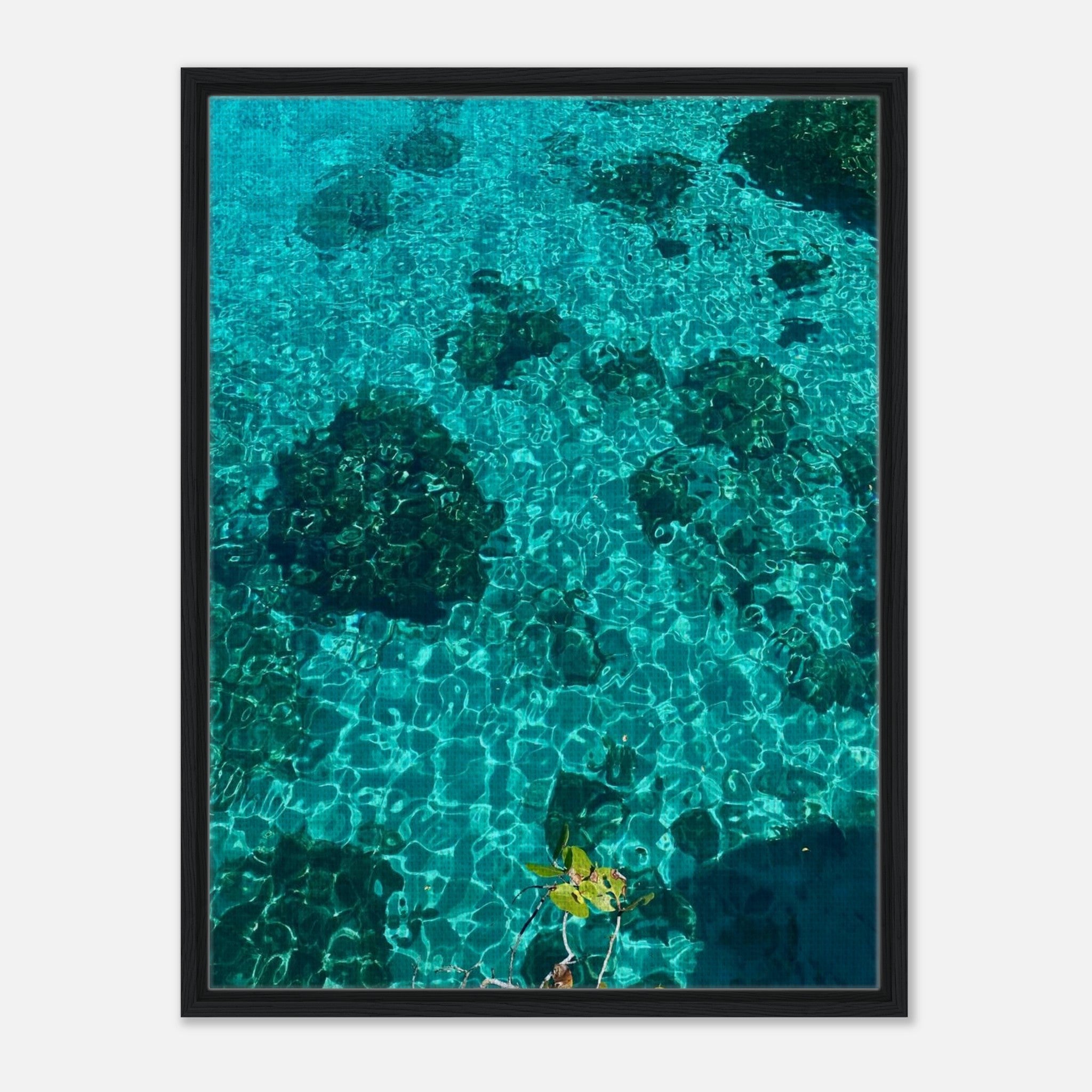 Vibrant tropical summer coastal artwork print in a natural framed canvas, part of the Studio Edition travel collection.