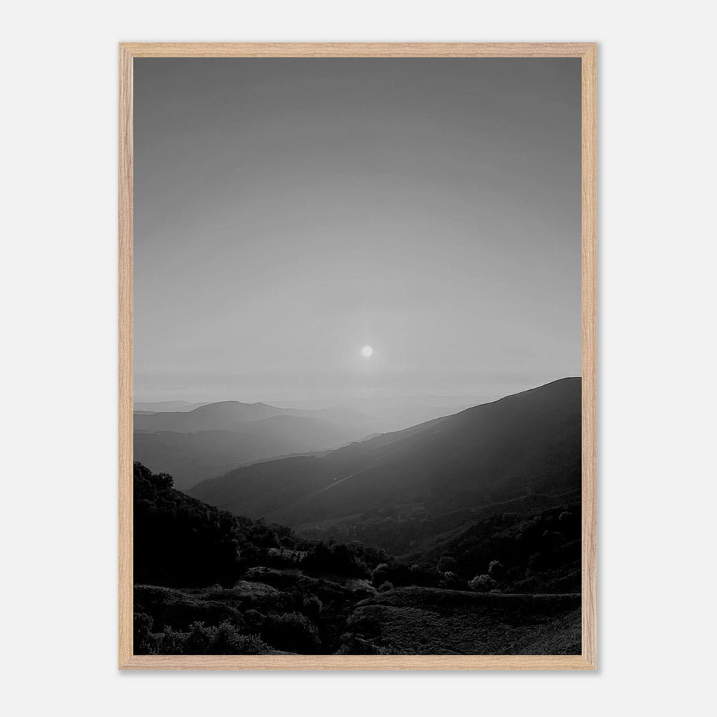 Black and white mounted framed poster of California Central Coast sunset from the Studio Edition travel collection.