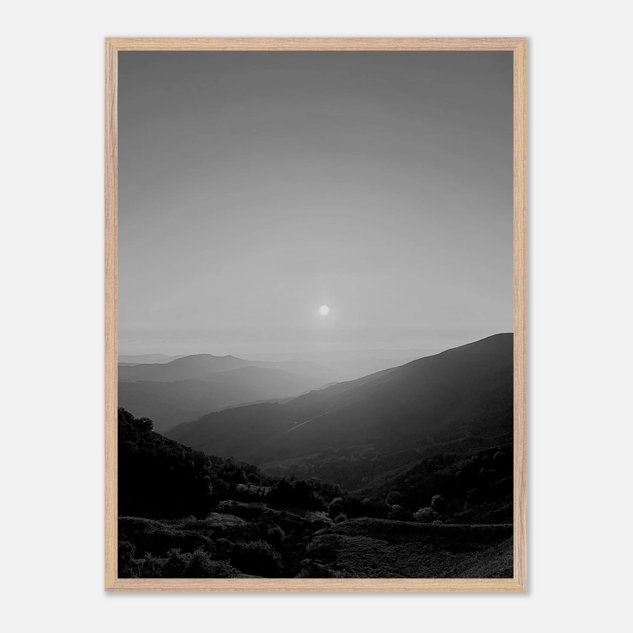 Black and white mounted framed poster of California Central Coast sunset from the Studio Edition travel collection.