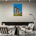 Framed NYC Brooklyn Bridge poster showcasing a Dumbo view, ideal for travel-themed home decor.