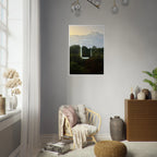 Color print titled "A Window into Jungle Stillness" by CaliCuration, showcasing lush jungle scenery in a serene, detailed artwork.