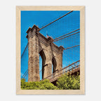 Framed NYC Brooklyn Bridge poster by My Store featuring a Dumbo view, perfect for travel decor and summer ambiance.