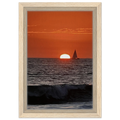 Wooden framed canvas print of California Red Sunset Series 4/4 by CaliCuration, featuring vibrant red sunset hues.