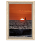 Wooden framed canvas print of California Red Sunset Series 4/4 by CaliCuration, featuring vibrant red sunset hues.