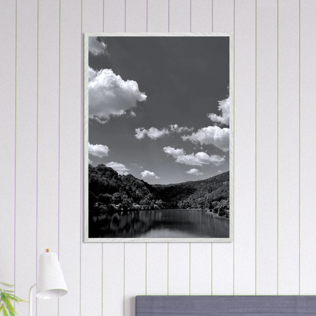 Black and white mounted framed poster of a German river view from the Studio Edition travel collection, Spring 2026.