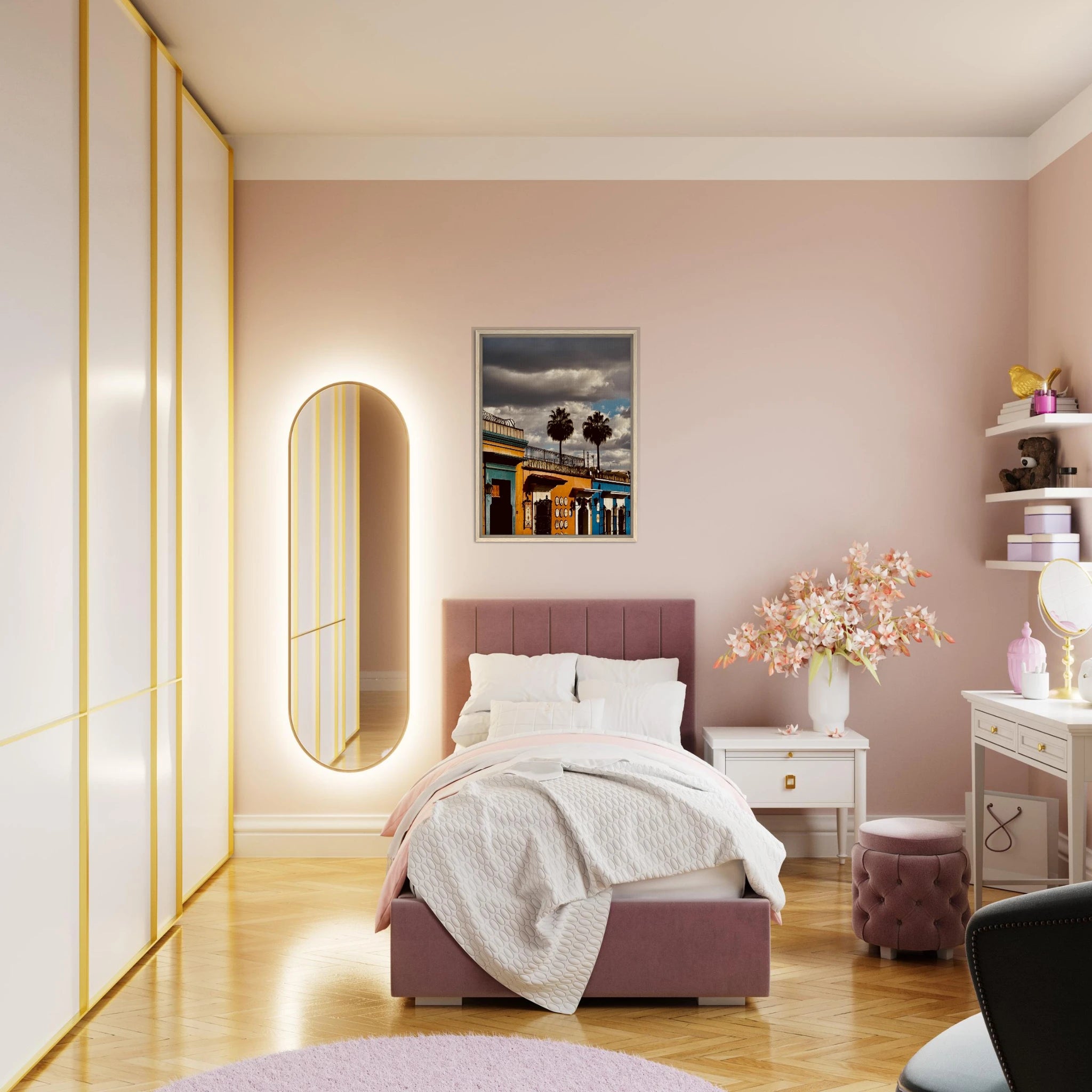 Framed canvas artwork of two palm trees from Mexico's Oaxaca region, part of CaliCuration's Mexico Travel Collection.