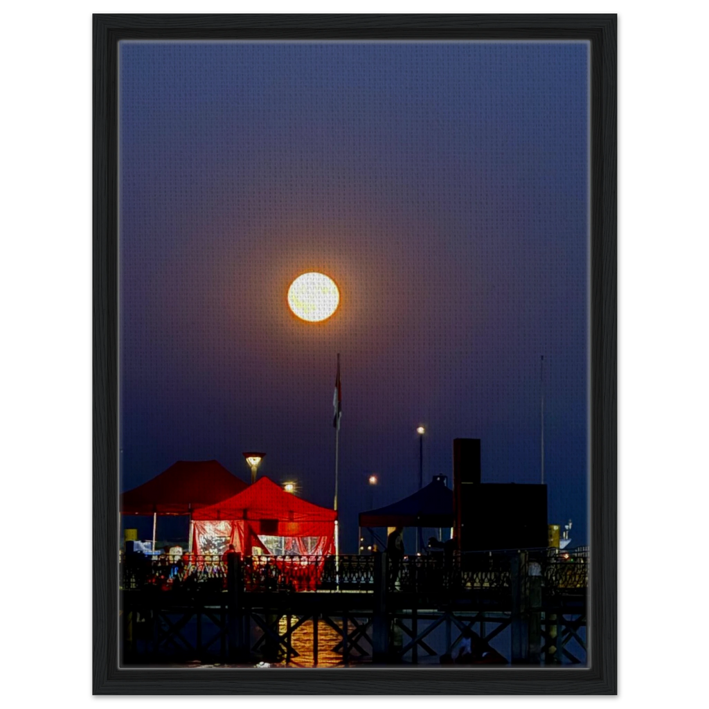 Mystical Fall Full Moon framed canvas wall art by CaliCuration featuring a celestial scene with a vibrant fall full moon.