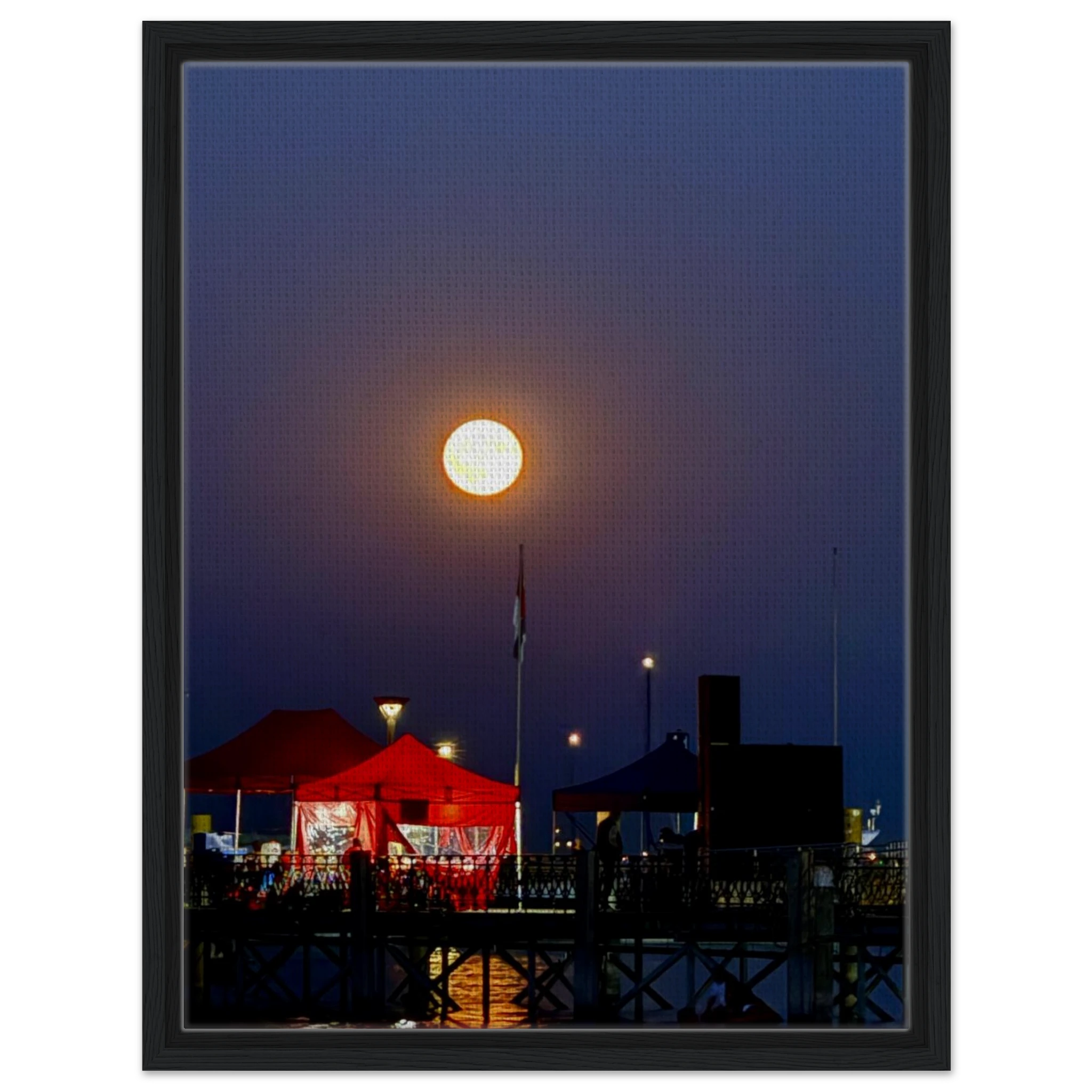 Mystical Fall Full Moon wooden framed canvas print from CaliCuration's Travel Collection Spring 2026, showcasing autumn night scene.