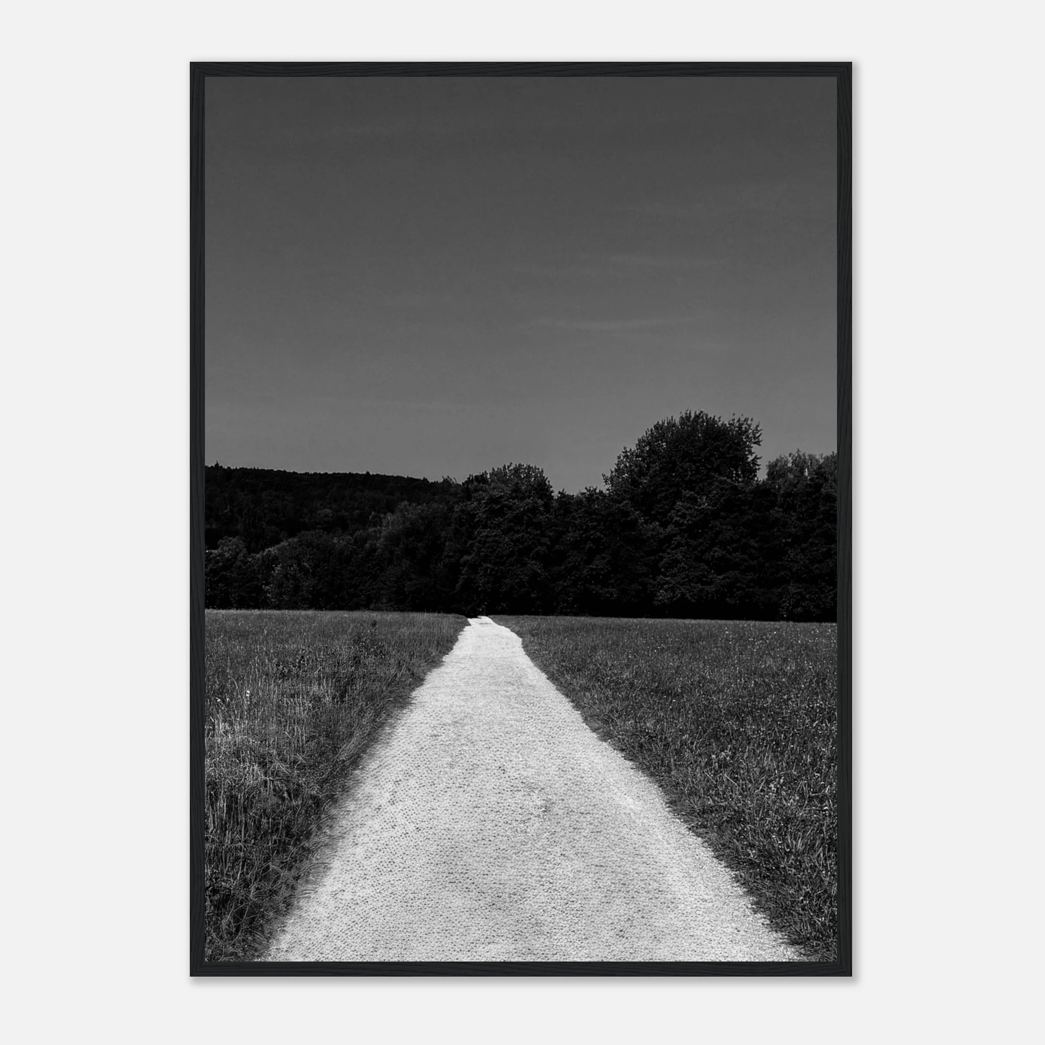 Black and white framed poster of a summer road scene on semi-glossy paper, part of the Travel Collection by My Store.