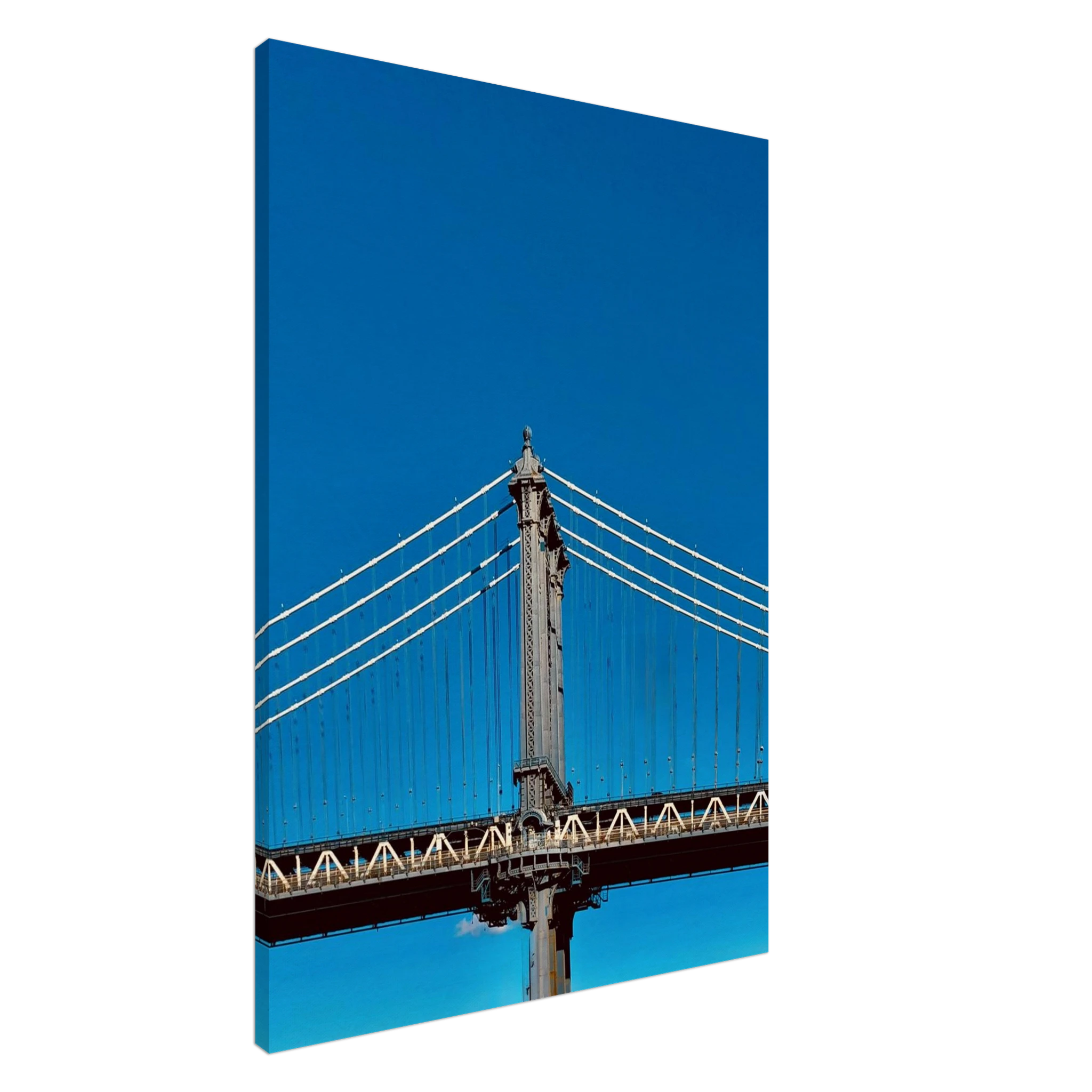 Sunny Winter Day Canvas Print featuring Manhattan Bridge in NYC, showcasing vibrant urban scenery for home decor.