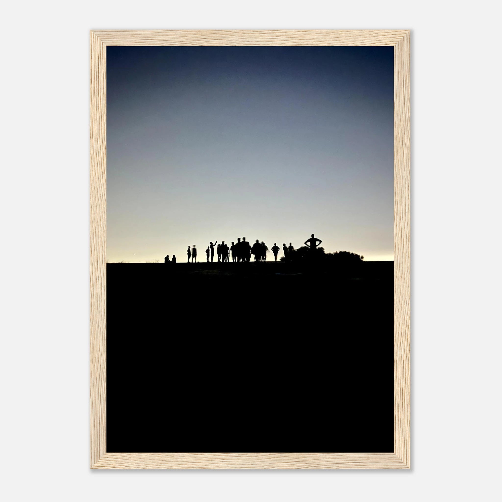 Black and white framed poster of Hollywood Hills city lights print by Summer Hike, showcasing California urban night scene.